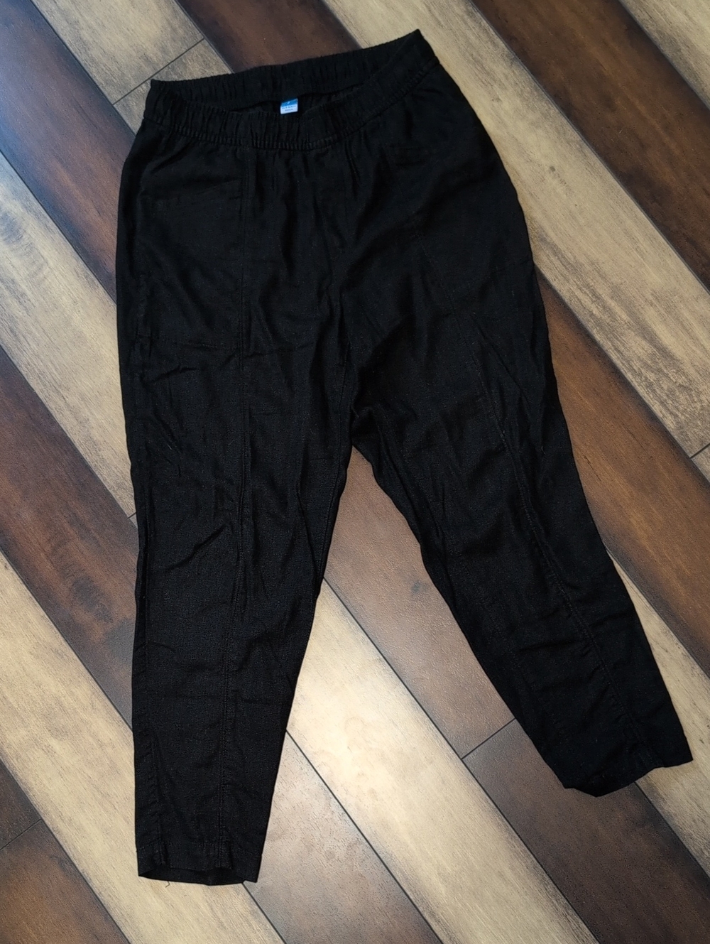 Women's Black Elastic Waist Cotton Blend Bottoms